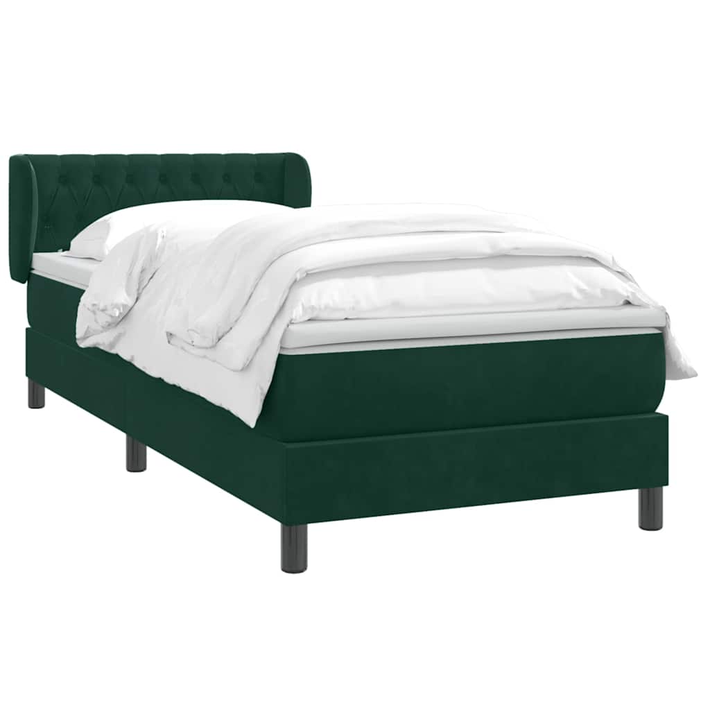 Giroletto a Molle con Materasso Verde Scuro 90x210 cm Velluto