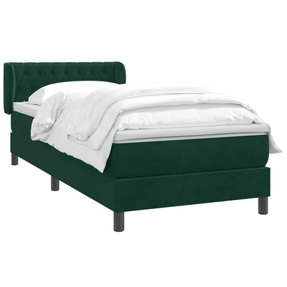 Giroletto a Molle con Materasso Verde Scuro 90x210 cm Velluto