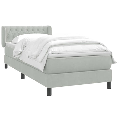 Giroletto a Molle con Materasso Grigio Chiaro 100x210cm Velluto