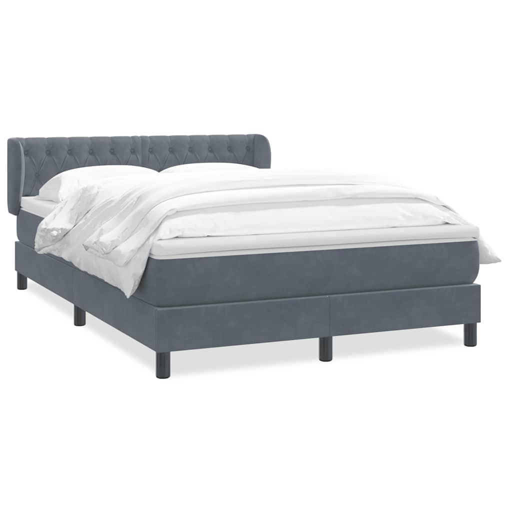 Giroletto a Molle con Materasso Grigio Scuro 140x210 cm Velluto