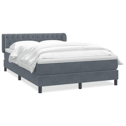 Giroletto a Molle con Materasso Grigio Scuro 140x210 cm Velluto
