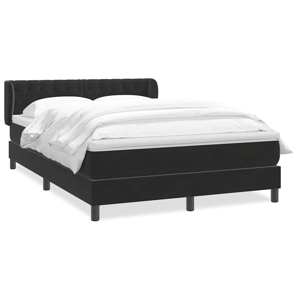 Giroletto a Molle con Materasso Nero 140x210 cm in Velluto