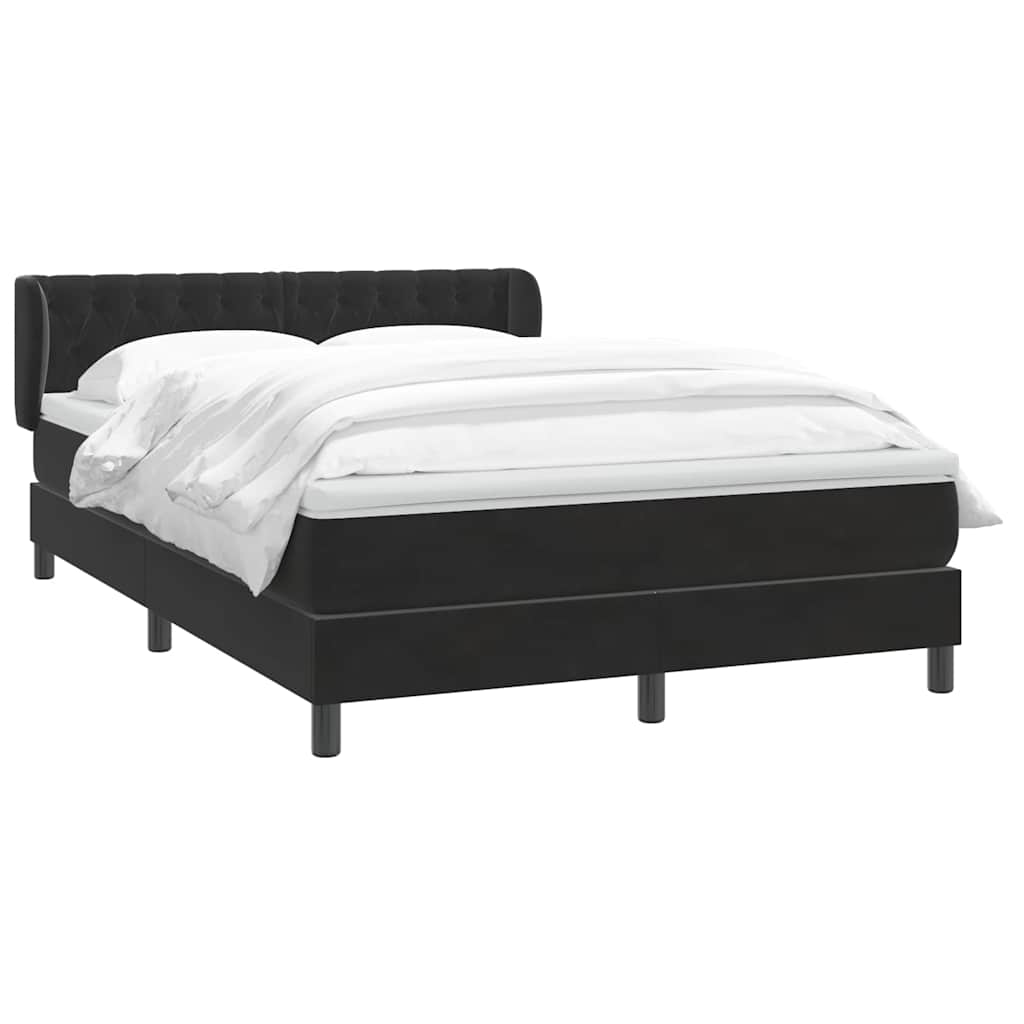 Giroletto a Molle con Materasso Nero 140x210 cm in Velluto