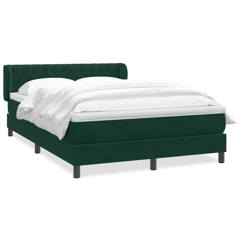 Giroletto a Molle con Materasso Verde Scuro 140x210 cm Velluto