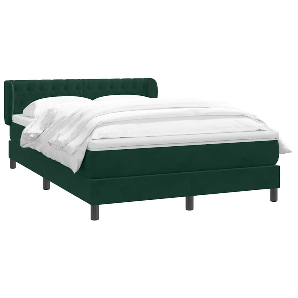 Giroletto a Molle con Materasso Verde Scuro 140x210 cm Velluto