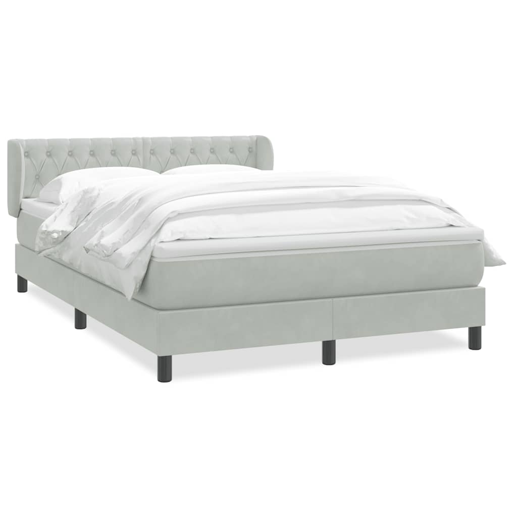 Giroletto a Molle con Materasso Grigio Chiaro 160x210cm Velluto