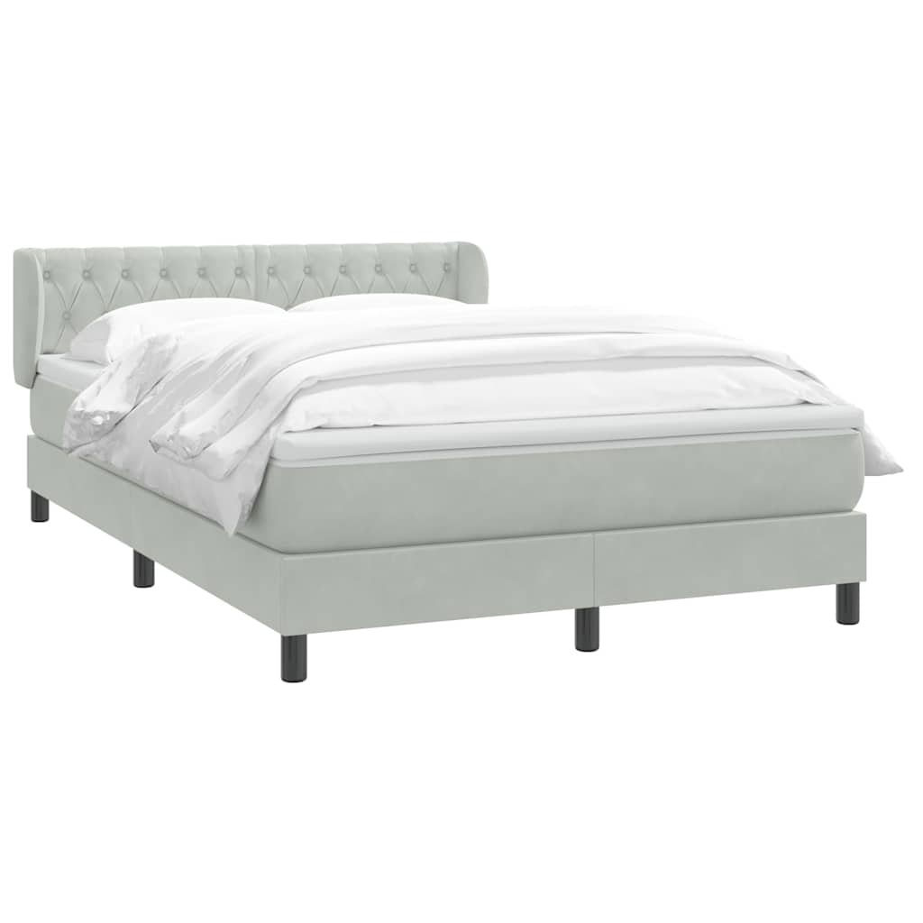 Giroletto a Molle con Materasso Grigio Chiaro 160x210cm Velluto