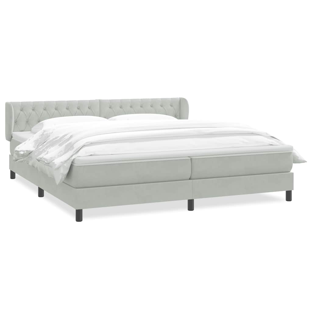 Giroletto a Molle con Materassi Grigio Chiaro 180x210cm Velluto