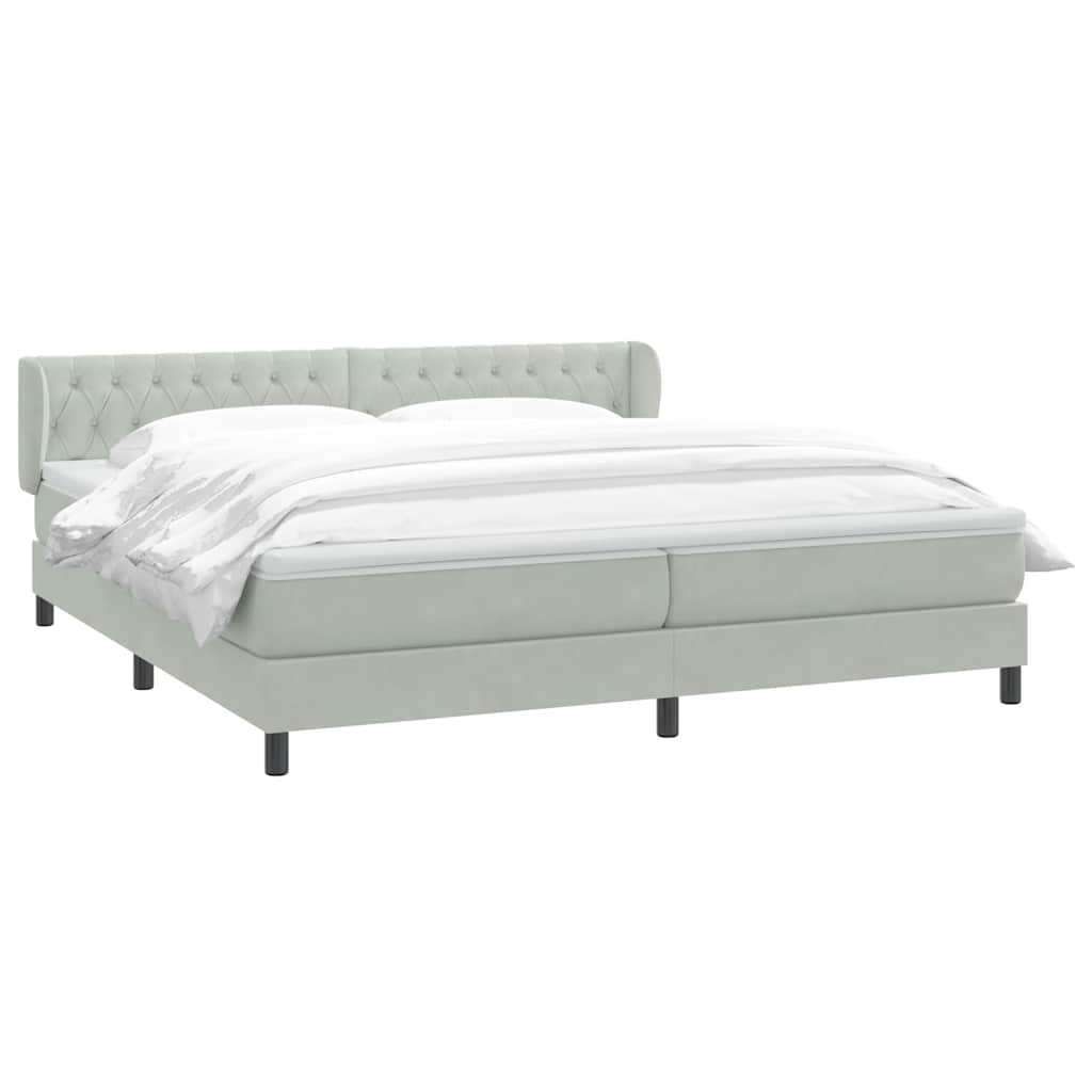 Giroletto a Molle con Materassi Grigio Chiaro 180x210cm Velluto