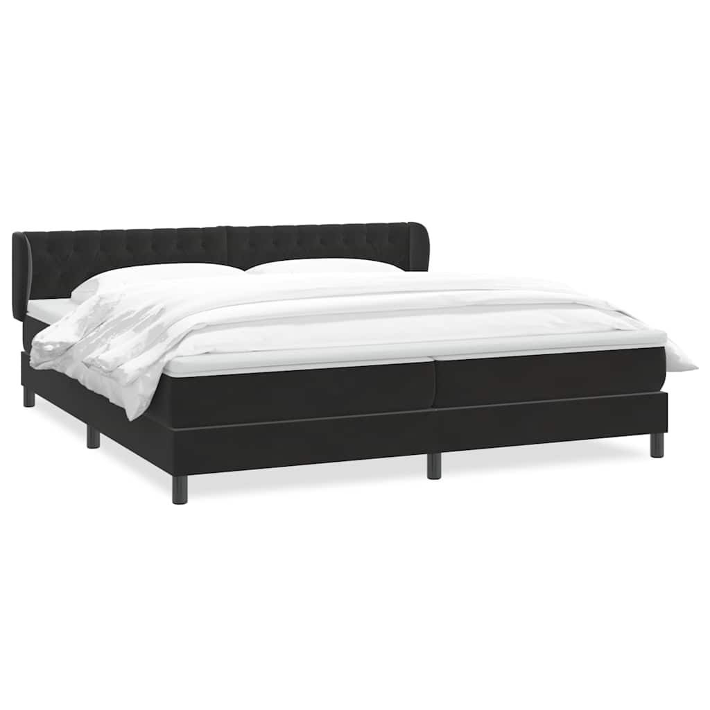 Giroletto a Molle con Materassi Nero 180x210 cm in Velluto