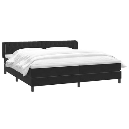 Giroletto a Molle con Materassi Nero 180x210 cm in Velluto