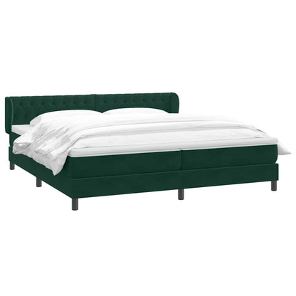 Giroletto a Molle con Materassi Verde Scuro 180x210 cm Velluto