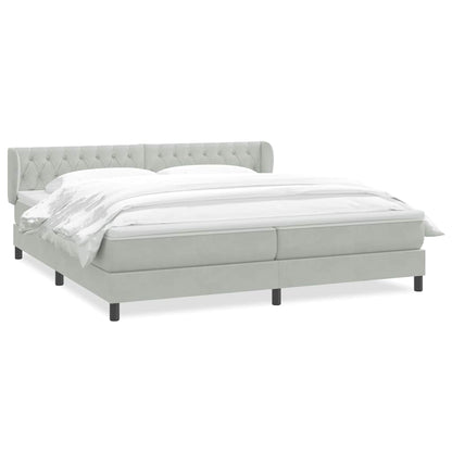 Giroletto a Molle con Materassi Grigio Chiaro 200x210cm Velluto