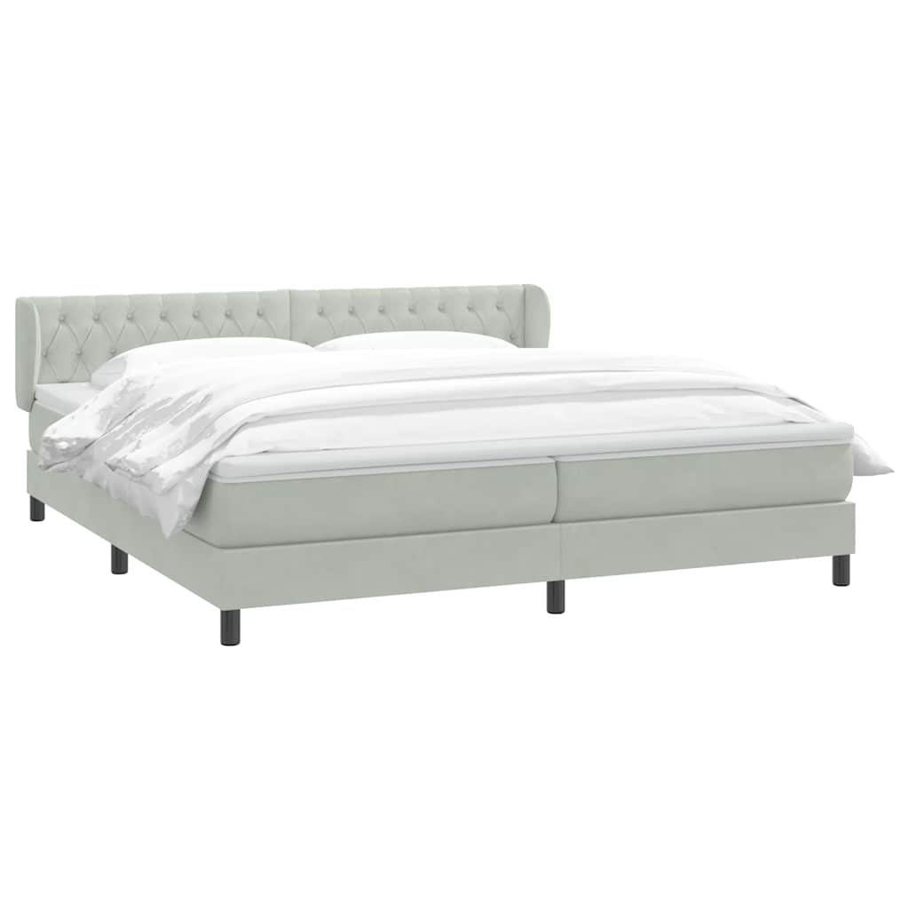 Giroletto a Molle con Materassi Grigio Chiaro 200x210cm Velluto