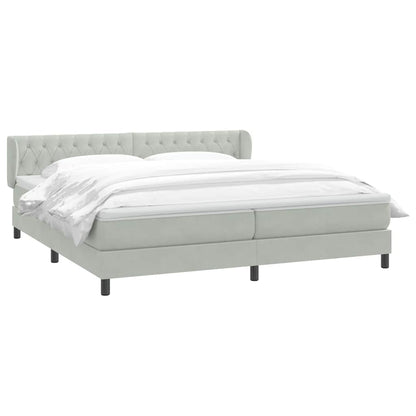 Giroletto a Molle con Materassi Grigio Chiaro 200x210cm Velluto