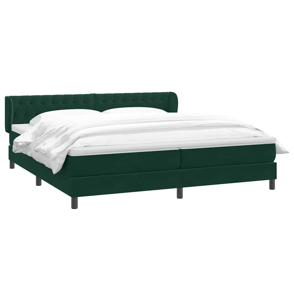 Giroletto a Molle con Materassi Verde Scuro 200x210 cm Velluto