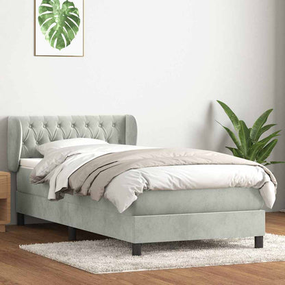 Giroletto a Molle con Materasso Grigio Chiaro 80x220 cm Velluto