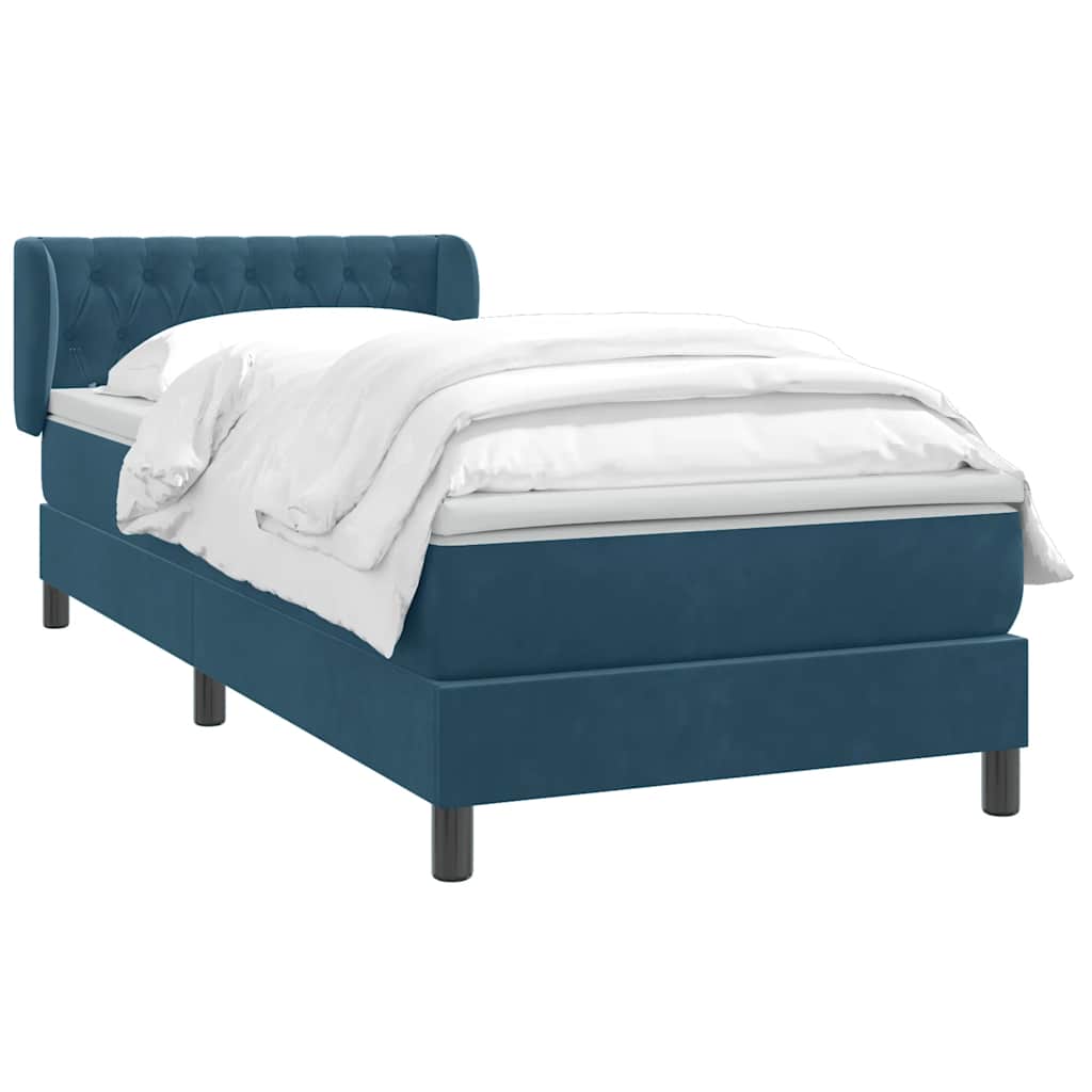 Giroletto a Molle con Materasso Blu Scuro 80x220 cm Velluto