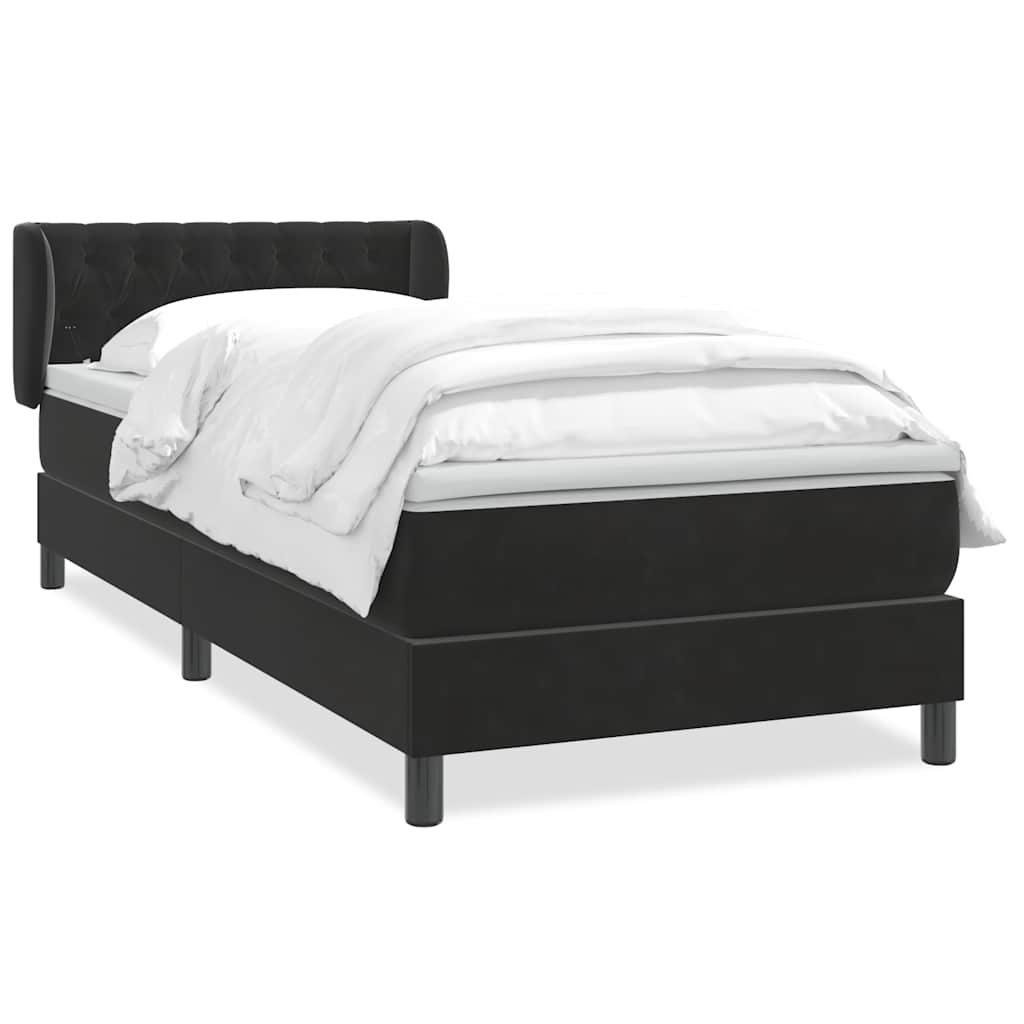 Giroletto a Molle con Materasso Nero 90x220 cm in Velluto