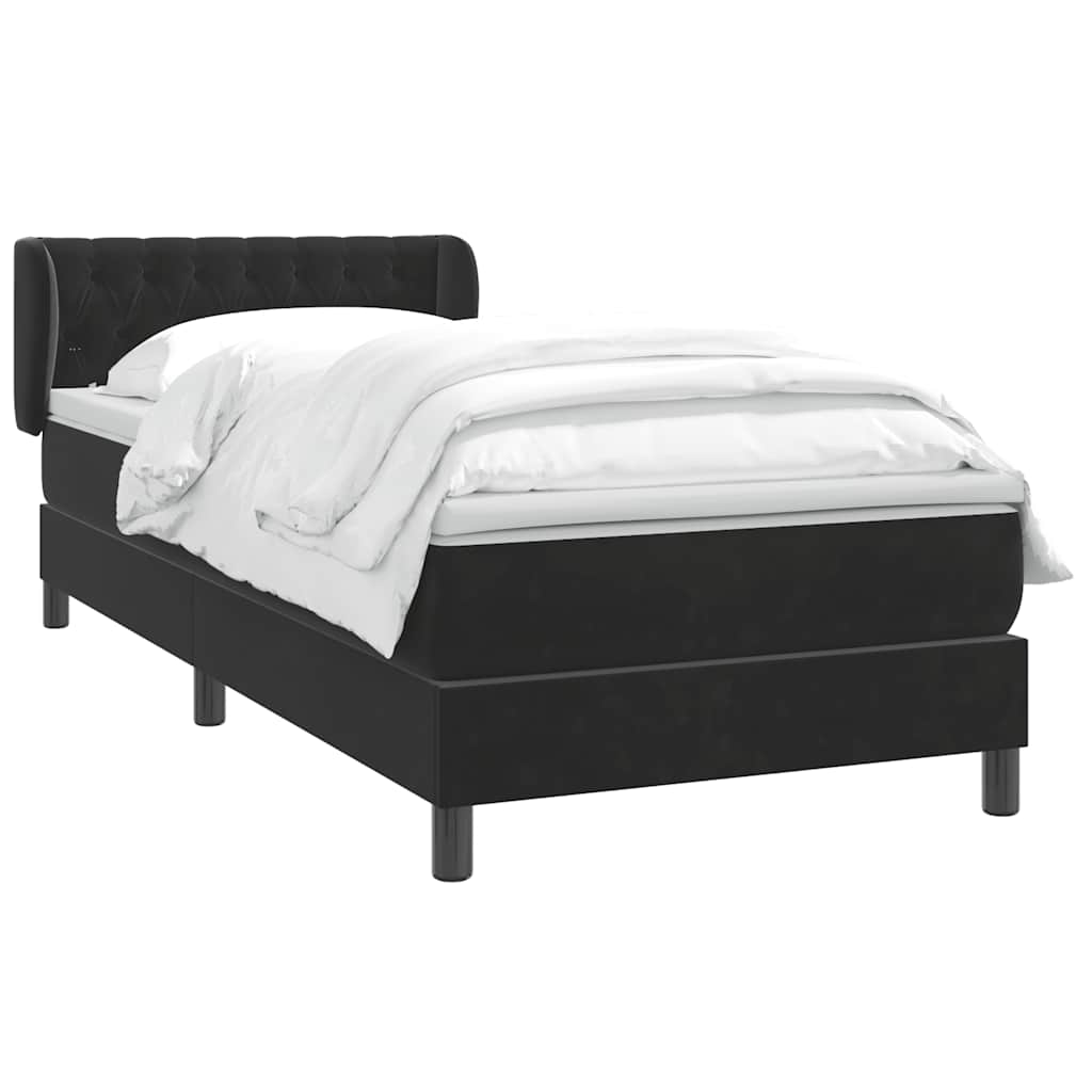 Giroletto a Molle con Materasso Nero 100x220 cm in Velluto