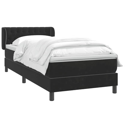 Giroletto a Molle con Materasso Nero 100x220 cm in Velluto