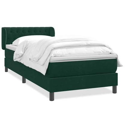 Giroletto a Molle con Materasso Verde Scuro 100x220 cm Velluto