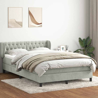 Giroletto a Molle con Materasso Grigio Chiaro 140x220cm Velluto