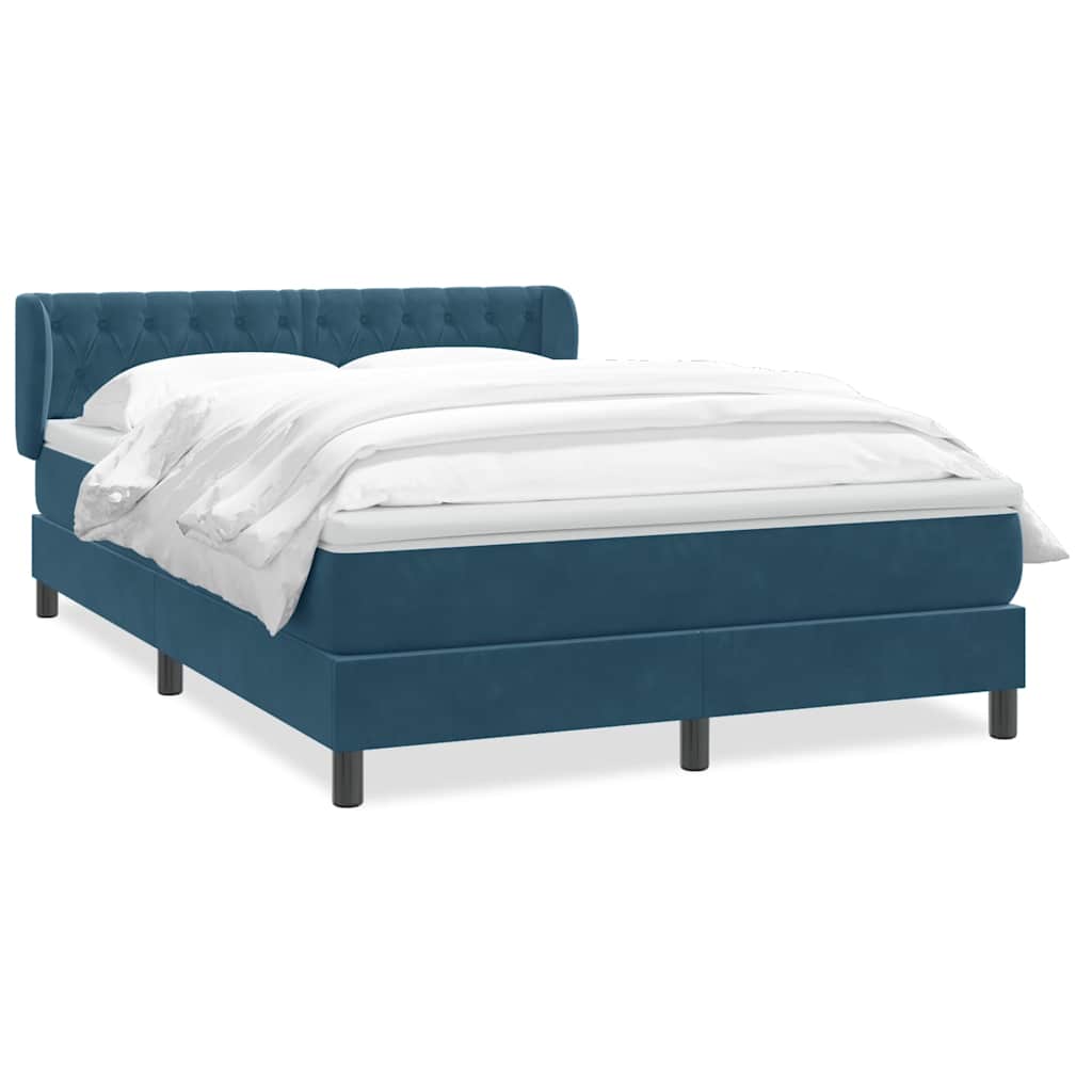 Giroletto a Molle con Materasso Blu Scuro 140x220 cm Velluto