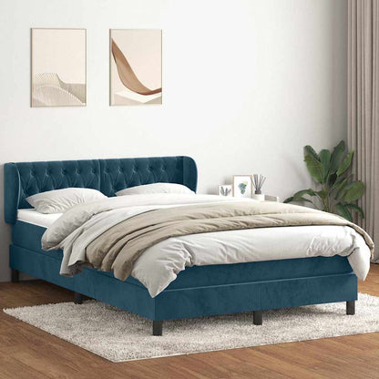 Giroletto a Molle con Materasso Blu Scuro 140x220 cm Velluto