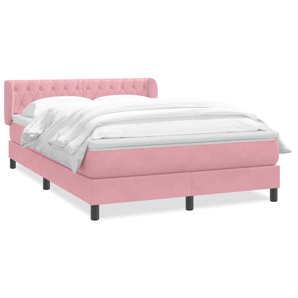 Giroletto a Molle con Materasso Rosa 140x220 cm in Velluto
