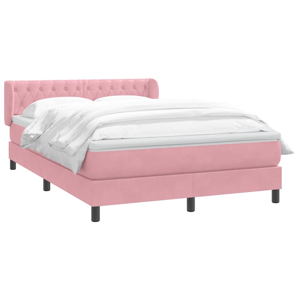 Giroletto a Molle con Materasso Rosa 140x220 cm in Velluto