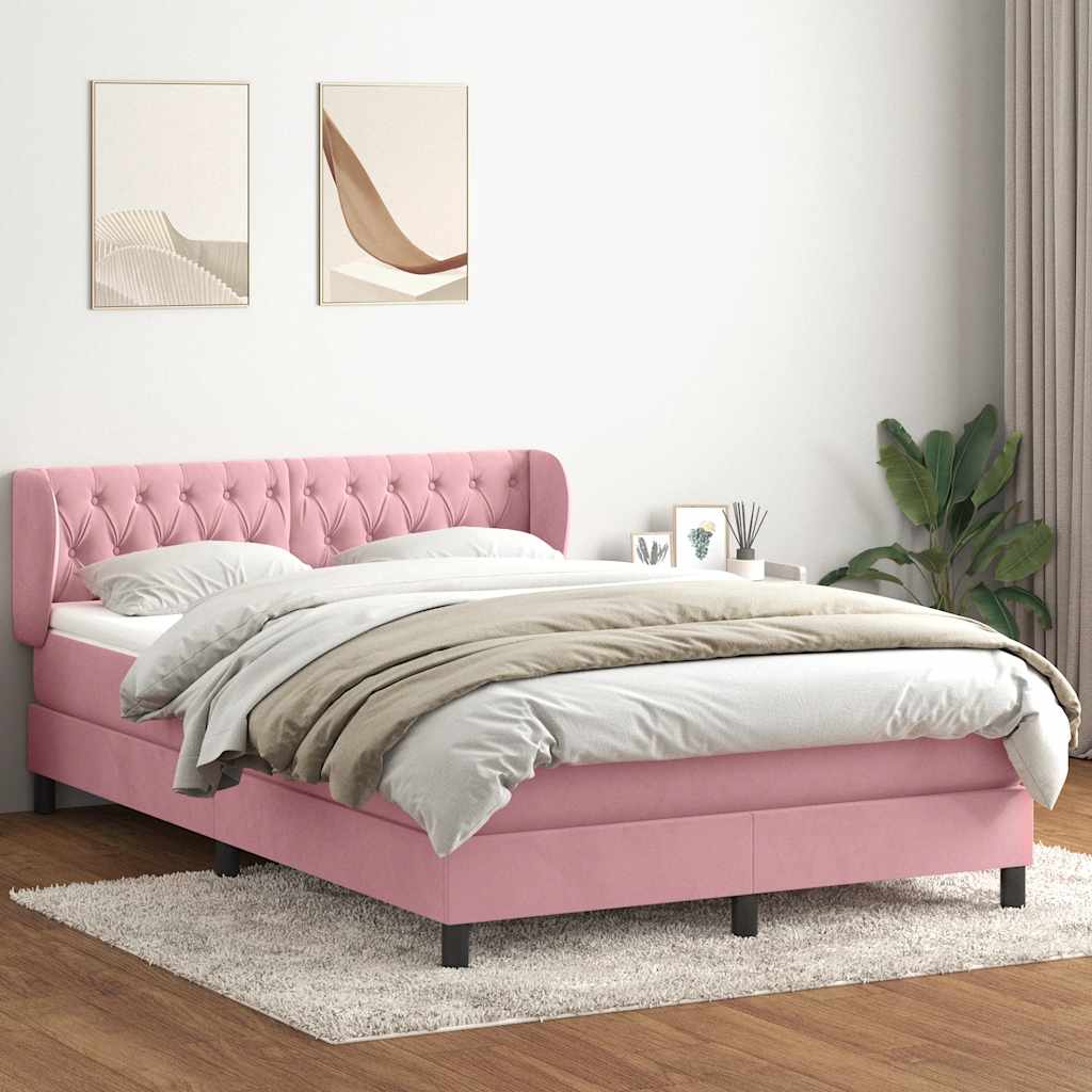 Giroletto a Molle con Materasso Rosa 140x220 cm in Velluto