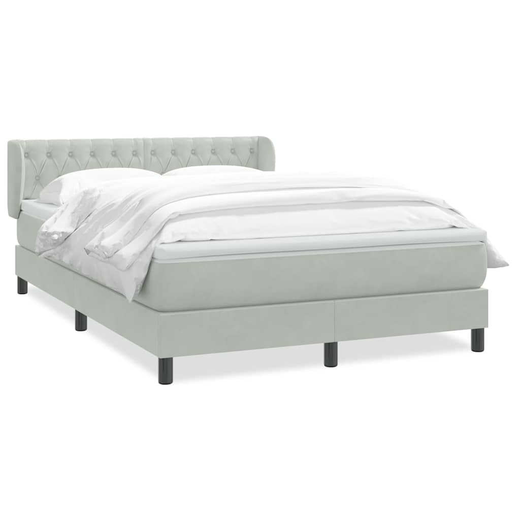 Giroletto a Molle con Materasso Grigio Chiaro 160x220cm Velluto