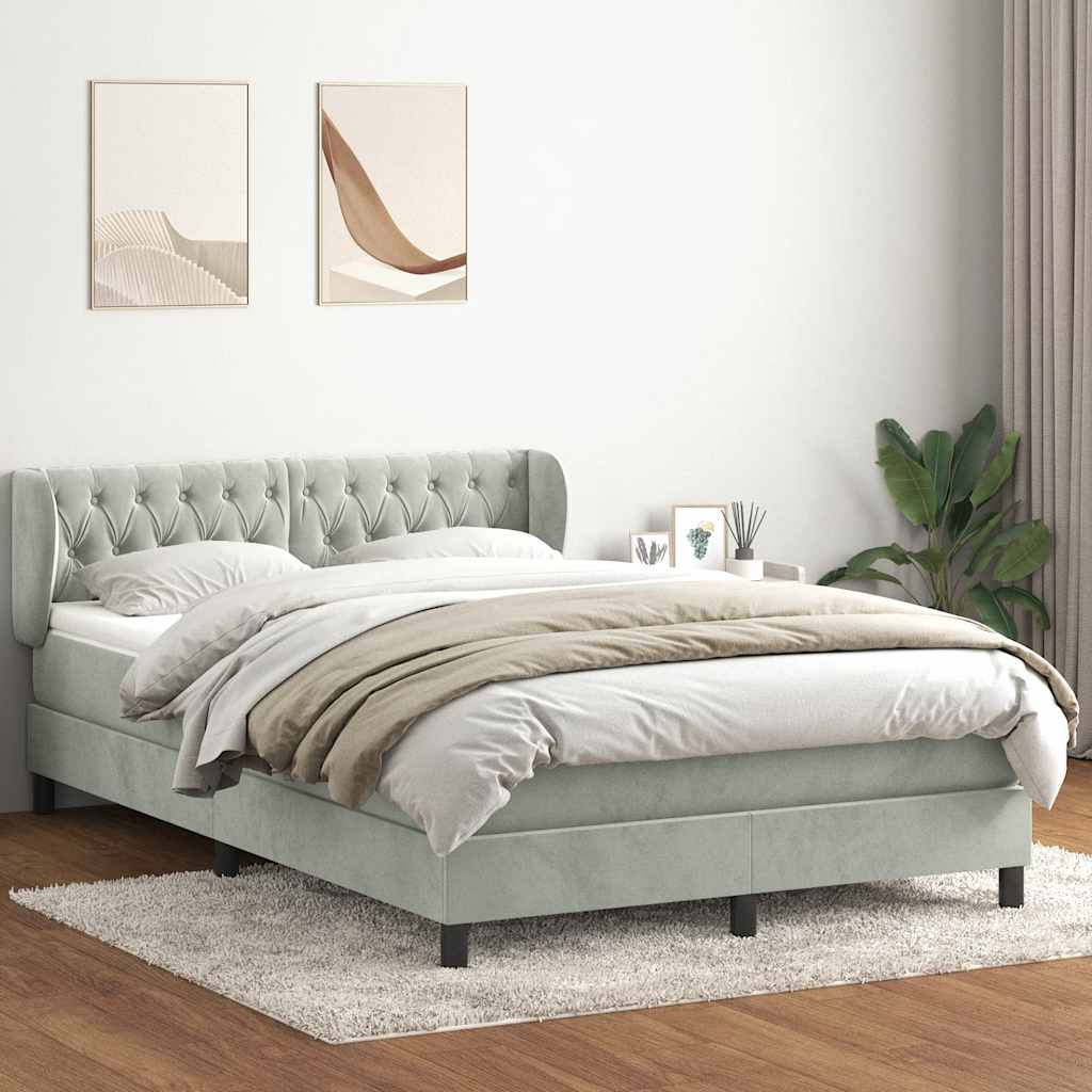 Giroletto a Molle con Materasso Grigio Chiaro 160x220cm Velluto