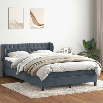 Giroletto a Molle con Materasso Grigio Scuro 160x220 cm Velluto
