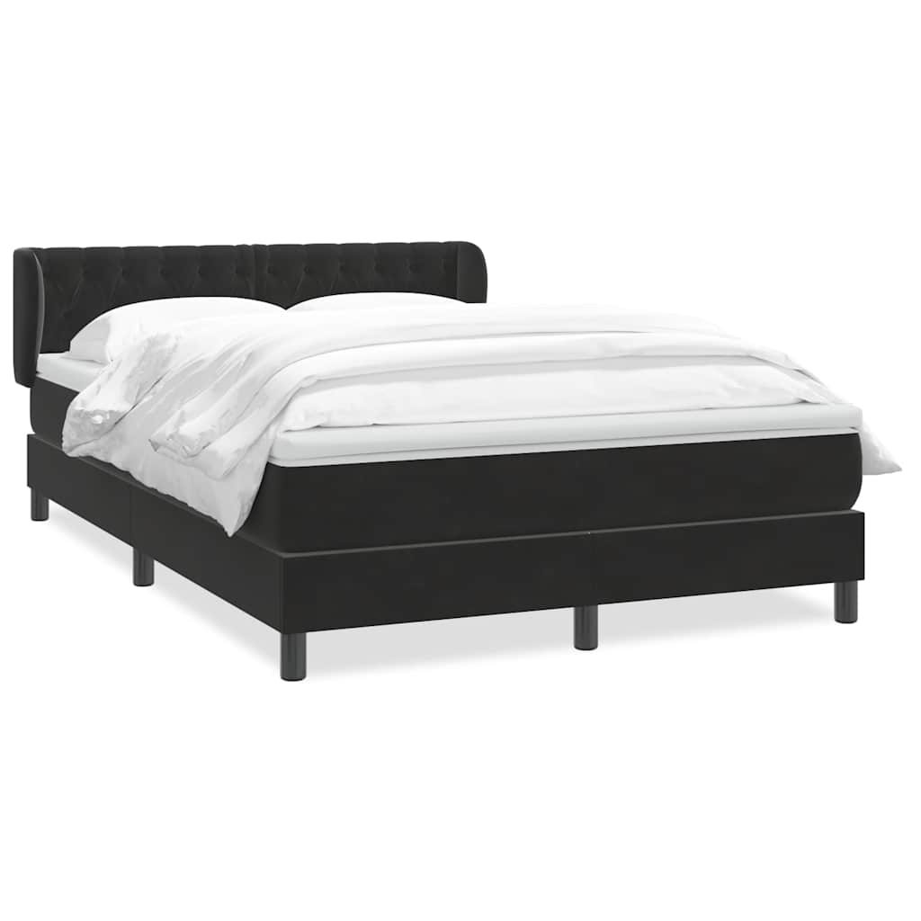Giroletto a Molle con Materasso Nero 160x220 cm in Velluto