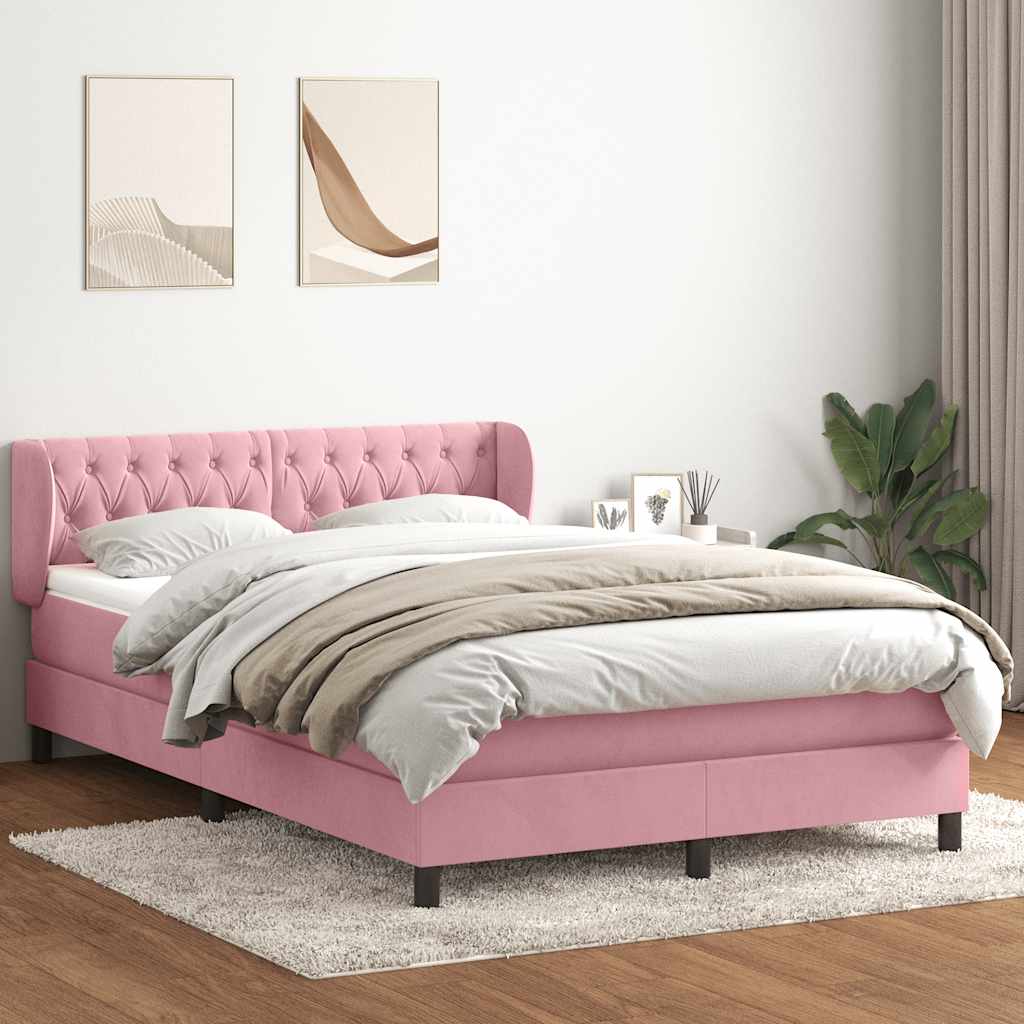 Giroletto a Molle con Materasso Rosa 160x220 cm in Velluto