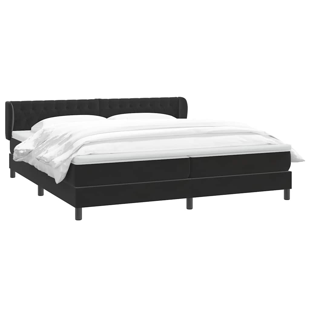 Giroletto a Molle con Materassi Nero 180x220 cm in Velluto