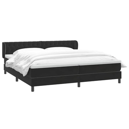 Giroletto a Molle con Materassi Nero 180x220 cm in Velluto