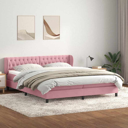 Giroletto a Molle con Materassi Rosa 180x220 cm in Velluto