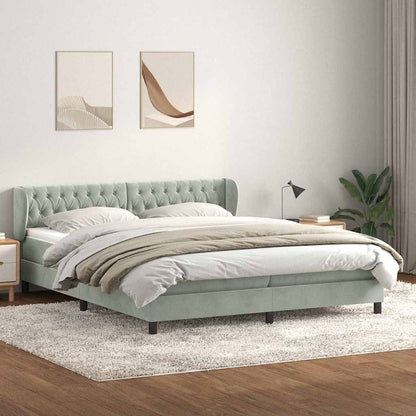 Giroletto a Molle con Materassi Grigio Chiaro 200x220cm Velluto