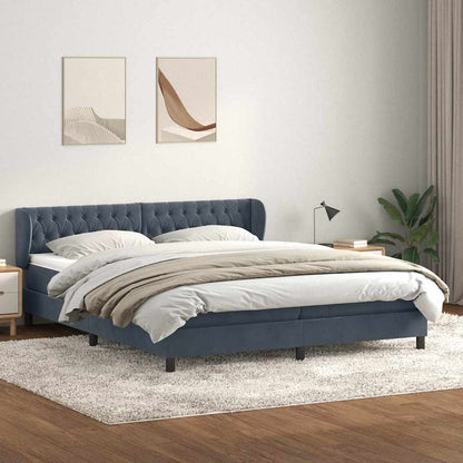 Giroletto a Molle con Materassi Grigio Scuro 200x220 cm Velluto