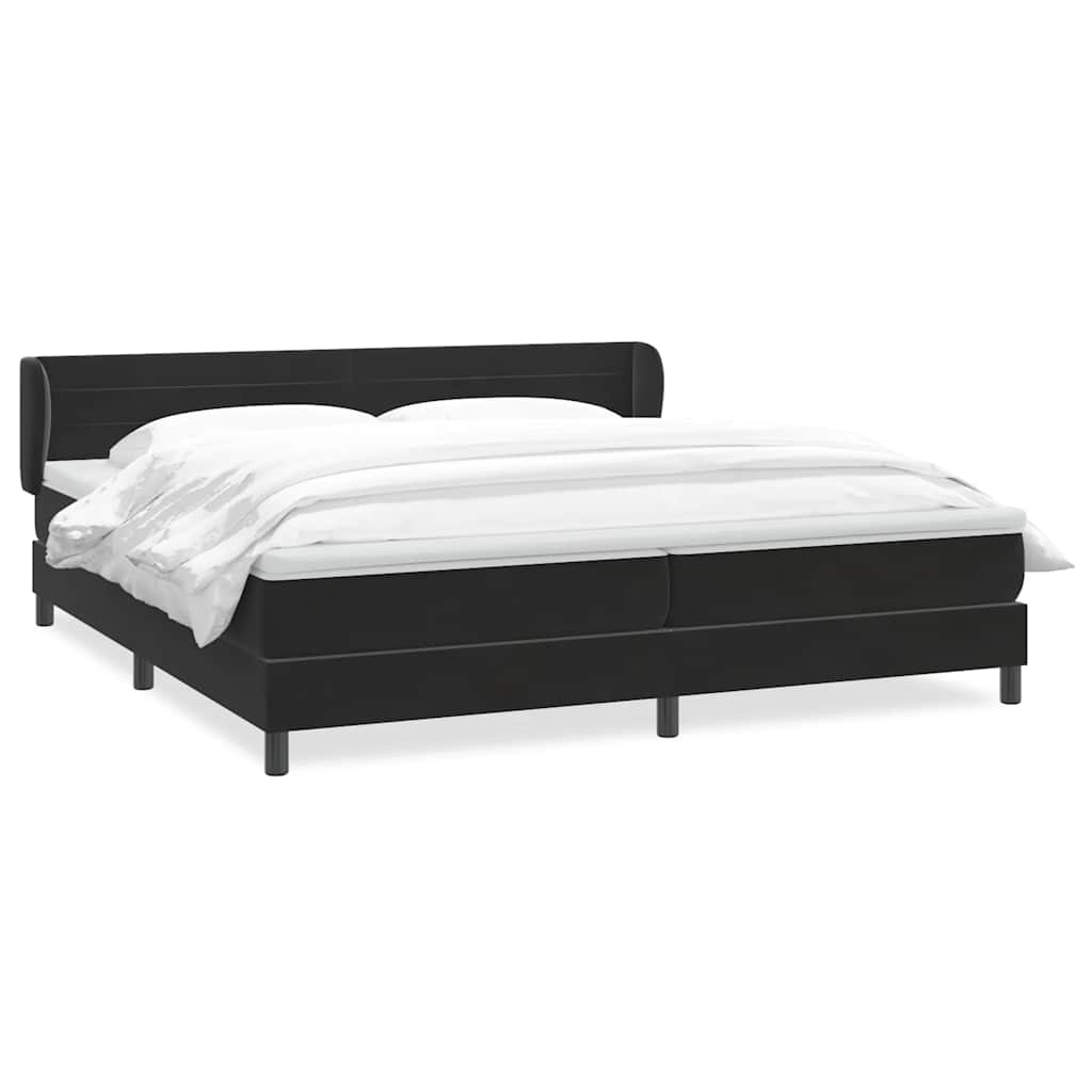 Giroletto a Molle con Materassi Nero 200x220 cm in Velluto