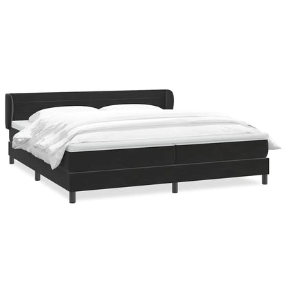 Giroletto a Molle con Materassi Nero 200x220 cm in Velluto