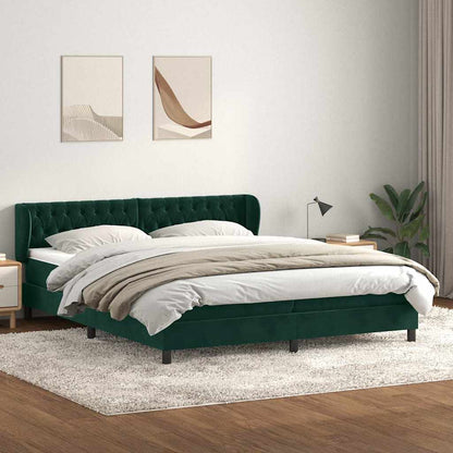 Giroletto a Molle con Materassi Verde Scuro 200x220 cm Velluto