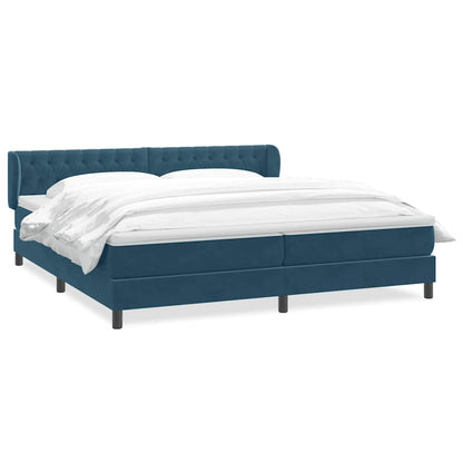 Giroletto a Molle con Materassi Blu Scuro 200x220 cm in Velluto