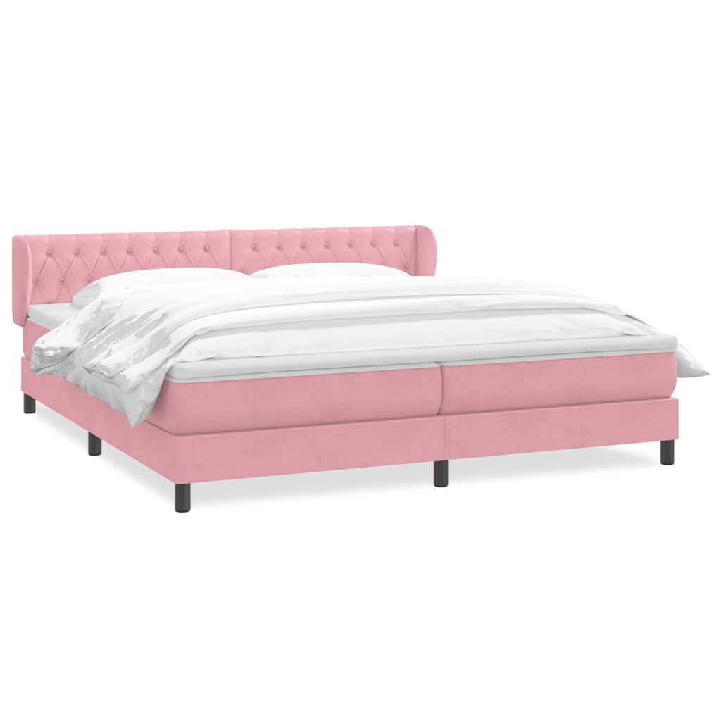 Giroletto a Molle con Materassi Rosa 200x220 cm in Velluto
