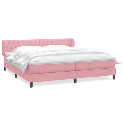 Giroletto a Molle con Materassi Rosa 200x220 cm in Velluto