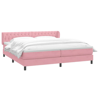 Giroletto a Molle con Materassi Rosa 200x220 cm in Velluto