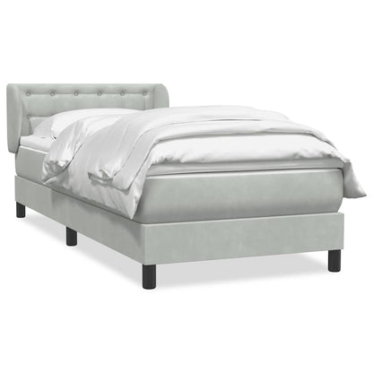 Giroletto a Molle con Materasso Grigio Chiaro 80x210 cm Velluto